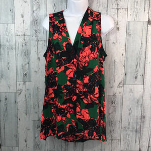 Vince Camuto Floral High/Low Sleeveless Blouse Medium